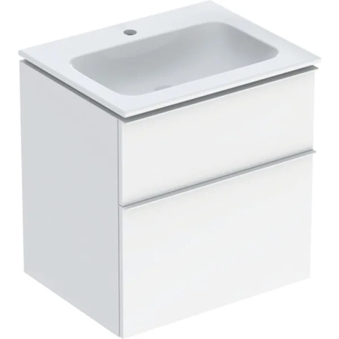 GEBERIT iCon Zestaw umywalka + szafka z dwoma szufladami, 60 cm, biała/KeraTect