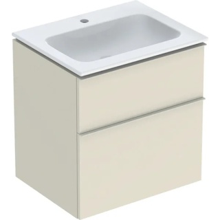 GEBERIT iCon Zestaw umywalka + szafka z dwoma szufladami, 60 cm, piaskowoszary