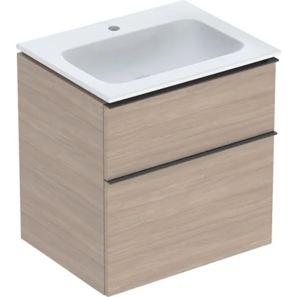 GEBERIT iCon Zestaw umywalka + szafka z dwoma szufladami, 60 cm, dąb