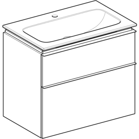 GEBERIT iCon Zestaw umywalka + szafka z dwoma szufladami, 75 cm, piaskowoszary