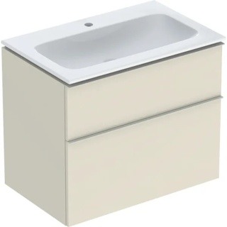 GEBERIT iCon Zestaw umywalka + szafka z dwoma szufladami, 75 cm, piaskowoszary