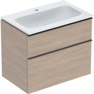 GEBERIT iCon Zestaw umywalka + szafka z dwoma szufladami, 75 cm, dąb