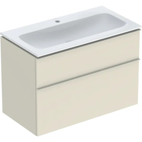 GEBERIT iCon Zestaw umywalka + szafka z dwoma szufladami, 90 cm, piaskowoszary