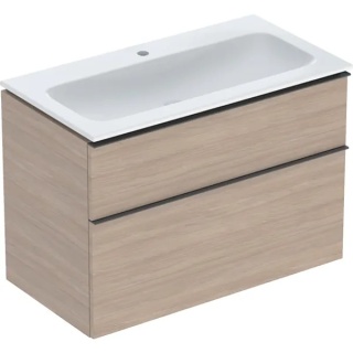 GEBERIT iCon Zestaw umywalka + szafka z dwoma szufladami, 90 cm, dąb