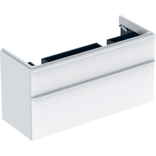 GEBERIT SMYLE Szafka pod umywalkę podwójną, kształt geometryczny, z dwoma szufladami, szerokość umywalki 120 cm, biały