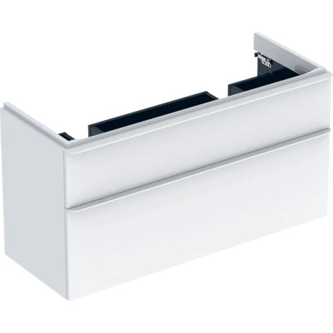 GEBERIT SMYLE Szafka pod umywalkę podwójną, kształt geometryczny, z dwoma szufladami, szerokość umywalki 120 cm, biały