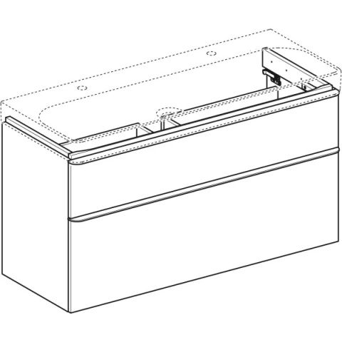 GEBERIT SMYLE Szafka pod umywalkę, kształt geometryczny, z dwoma szufladami, szerokość umywalki 120 cm, orzech hickory
