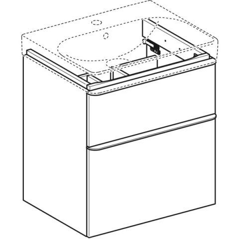 GEBERIT SMYLE Szafka pod umywalkę, kształt geometryczny, z dwoma szufladami, szerokość umywalki 60 cm, lava