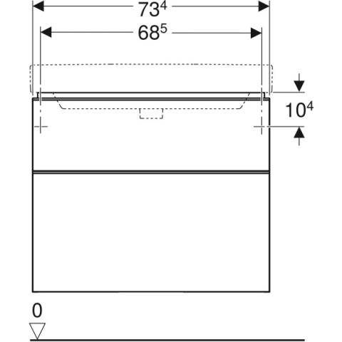 GEBERIT SMYLE Szafka pod umywalkę, kształt geometryczny, z dwoma szufladami, szerokość umywalki 75 cm, biały