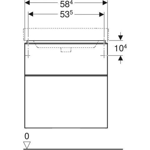 GEBERIT SMYLE Szafka pod umywalkę, kształt geometryczny, z dwoma szufladami, szerokość umywalki 60 cm, orzech hickory