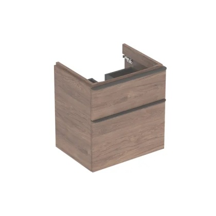 GEBERIT SMYLE Szafka pod umywalkę, kształt geometryczny, z dwoma szufladami, szerokość umywalki 60 cm, orzech hickory
