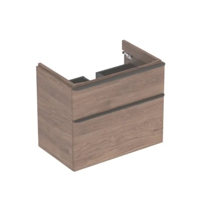 GEBERIT SMYLE Szafka pod umywalkę, kształt geometryczny, z dwoma szufladami, szerokość umywalki 75 cm, orzech hickory