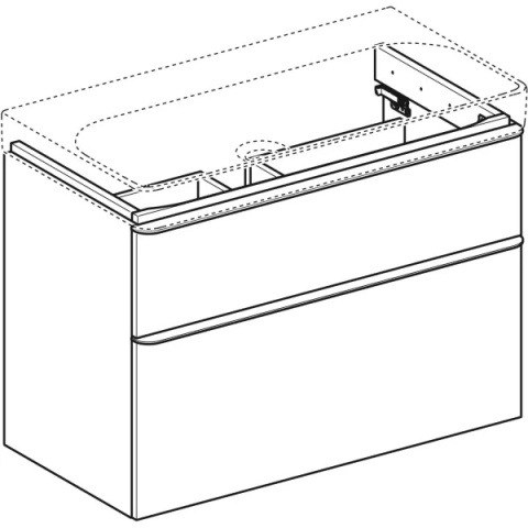 GEBERIT SMYLE Szafka pod umywalkę, kształt geometryczny, z dwoma szufladami, szerokość umywalki 90 cm, piaskowoszary