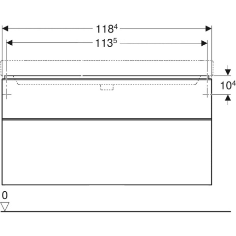 GEBERIT SMYLE Szafka pod umywalkę, kształt geometryczny, z dwoma szufladami, szerokość umywalki 120 cm, biały