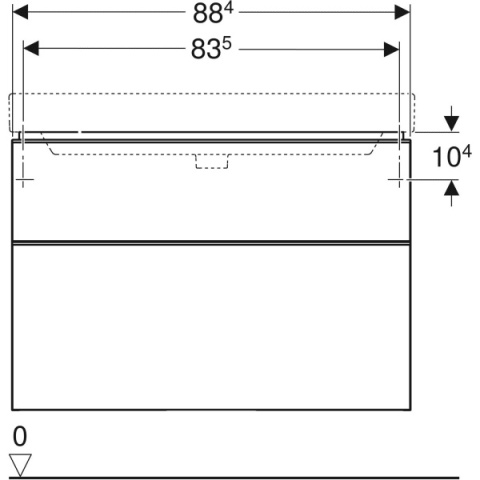 GEBERIT SMYLE Szafka pod umywalkę, kształt geometryczny, z dwoma szufladami, szerokość umywalki 90 cm, orzech hickory