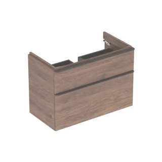 GEBERIT SMYLE Szafka pod umywalkę, kształt geometryczny, z dwoma szufladami, szerokość umywalki 90 cm, orzech hickory