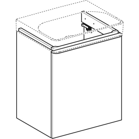 GEBERIT SMYLE Szafka pod umywalkę, kształt geometryczny, z jednymi drzwiami, szerokość umywalki 55 cm, piaskowoszary
