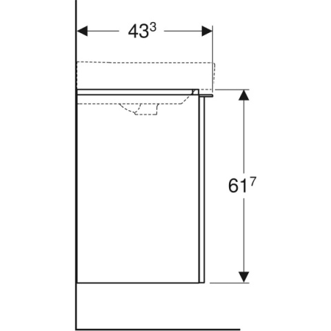 GEBERIT SMYLE Szafka pod umywalkę, kształt geometryczny, z jednymi drzwiami, szerokość umywalki 55 cm, orzech hickory