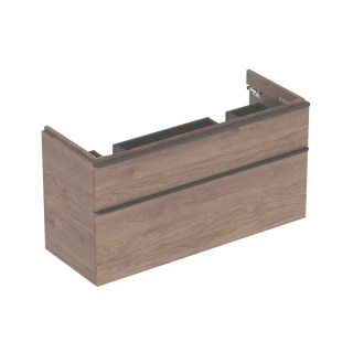 GEBERIT SMYLE Szafka pod umywalkę podwójną, kształt geometryczny, z dwoma szufladami, szerokość umywalki 120 cm, orzech hickory