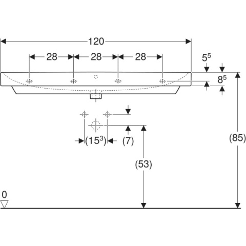GEBERIT SMYLE Umywalka 120 cm, kształt geometryczny, biały