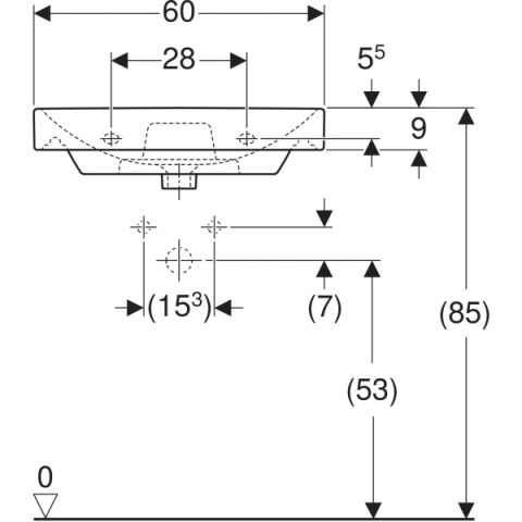 GEBERIT SMYLE Umywalka 60 cm, kształt geometryczny, biały