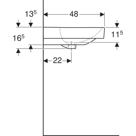 GEBERIT SMYLE Umywalka 75 cm, kształt geometryczny, biały