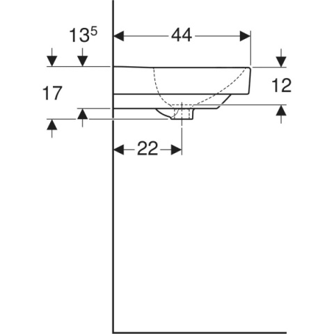 GEBERIT SMYLE Umywalka 55 cm, kształt geometryczny, biały