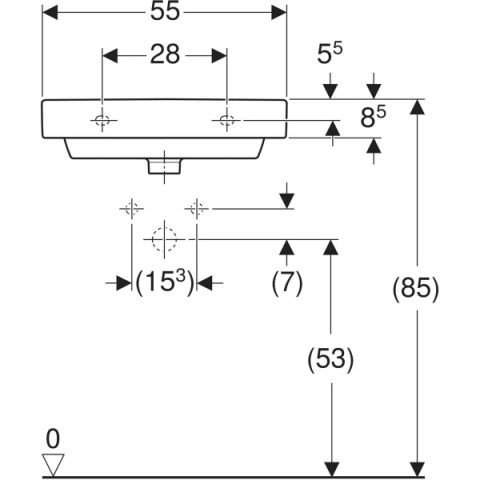 GEBERIT SMYLE Umywalka 55 cm, kształt geometryczny, biały