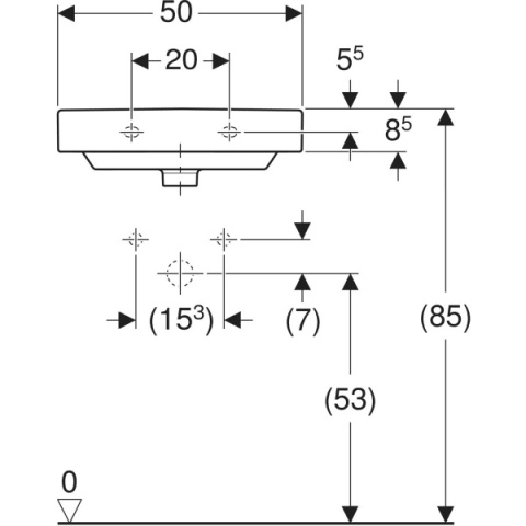 GEBERIT SMYLE Umywalka mała 50 cm, kształt geometryczny, biały