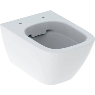 GEBERIT SMYLE Wisząca miska WC, prostokątna, lejowa, krótka, ukryte mocowania, Rimfree, biały/KeraTect