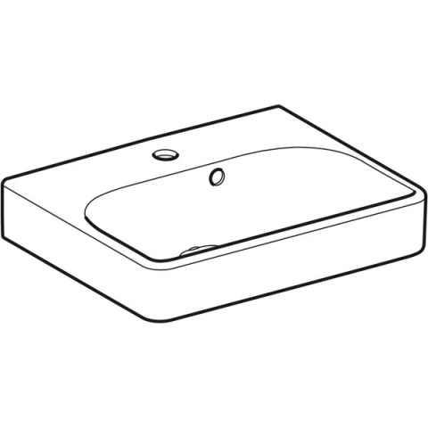 GEBERIT SMYLE Umywalka mała 45 cm, kształt geometryczny, asymetryczny przelew, biały