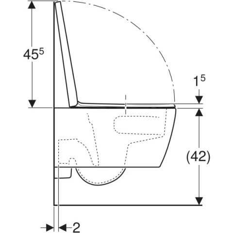 GEBERIT iCon Zestaw wiszącej miski WC, lejowa, ukryte mocowania, TurboFlush, z deską sedesową, biała