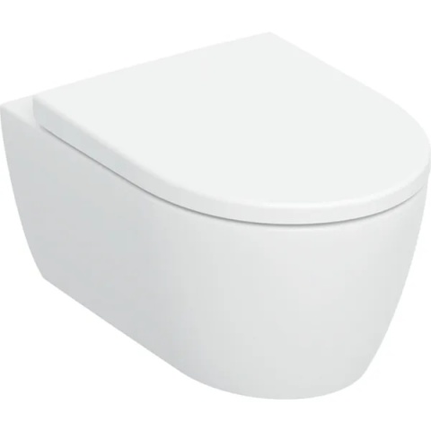 GEBERIT iCon Zestaw wiszącej miski WC, lejowa, ukryte mocowania, TurboFlush, z deską sedesową, biała