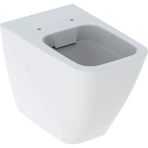 GEBERIT iCon Stojąca miska WC, prostokątna, lejowa, przylegająca do ściany, ukryte mocowania, Rimfree, biały