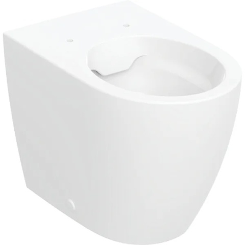 GEBERIT iCon Stojąca miska WC, lejowa, przylegająca do ściany, ukryte mocowania, Rimfree, biały/KeraTect