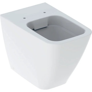 GEBERIT iCon Stojąca miska WC, prostokątna, lejowa, przylegająca do ściany, ukryte mocowania, Rimfree, biały/KeraTect