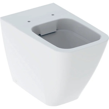 GEBERIT iCon Stojąca miska WC, prostokątna, lejowa, przylegająca do ściany, ukryte mocowania, Rimfree, biały/KeraTect
