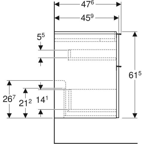 GEBERIT iCon Szafka pod umywalkę podwójną 120 cm, z czterem szufladami, dąb
