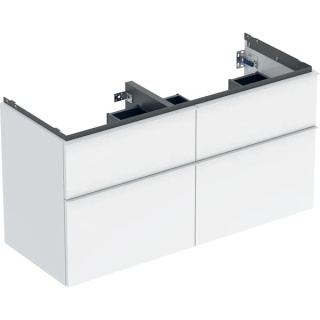 GEBERIT iCon Szafka pod umywalkę podwójną 120 cm, z czterem szufladami, biały połysk