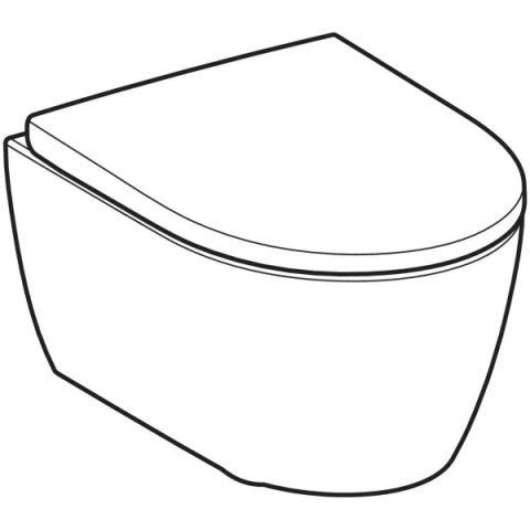 GEBERIT iCon Zestaw wiszącej miski WC, lejowa, krótka, ukryte mocowania, TurboFlush, z deską sedesową, biały mat