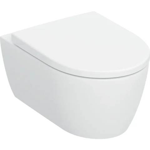 GEBERIT iCon Zestaw wiszącej miski WC, lejowa, ukryte mocowania, TurboFlush, z deską sedesową, biały mat