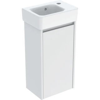 GEBERIT SELNOVA SQUARE Zestaw umywalki małej z szafką pod umywalkę 36 cm, z jednymi drzwiami, biały mat