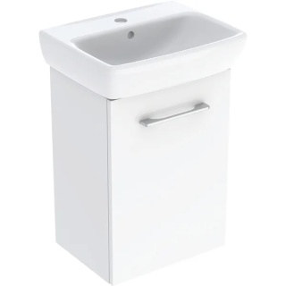 GEBERIT SELNOVA SQUARE Zestaw umywalki małej z szafką pod umywalkę 45 cm, z jednymi drzwiami, biały połysk