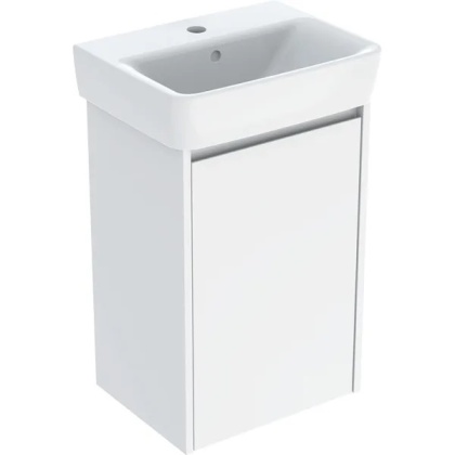 GEBERIT SELNOVA SQUARE Zestaw umywalki małej z szafką pod umywalkę 45 cm, z jednymi drzwiami, biały połysk