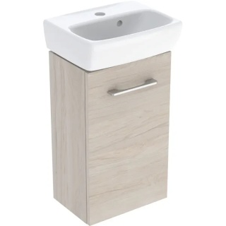 GEBERIT SELNOVA SQUARE Zestaw umywalki małej z szafką pod umywalkę 36 cm, z jednymi drzwiami, orzech hickory jasny