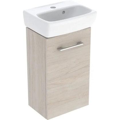 GEBERIT SELNOVA SQUARE Zestaw umywalki małej z szafką pod umywalkę 36 cm, z jednymi drzwiami, orzech hickory jasny