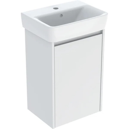 GEBERIT SELNOVA SQUARE Zestaw umywalki małej z szafką pod umywalkę 45 cm, z jednymi drzwiami, biały mat