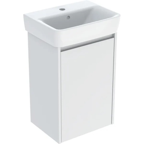 GEBERIT SELNOVA SQUARE Zestaw umywalki małej z szafką pod umywalkę 45 cm, z jednymi drzwiami, biały mat