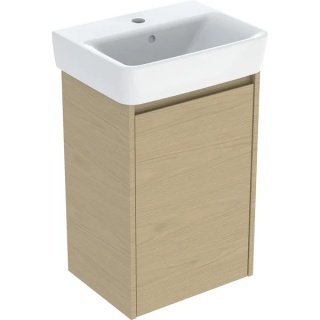 GEBERIT SELNOVA SQUARE Zestaw umywalki małej z szafką pod umywalkę 45 cm, z jednymi drzwiami, dąb naturalny