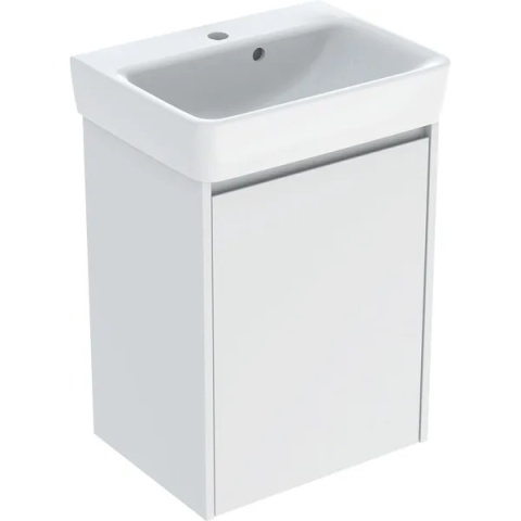 GEBERIT SELNOVA SQUARE Zestaw umywalki małej z szafką pod umywalkę 50 cm, z jednymi drzwiami, biały mat